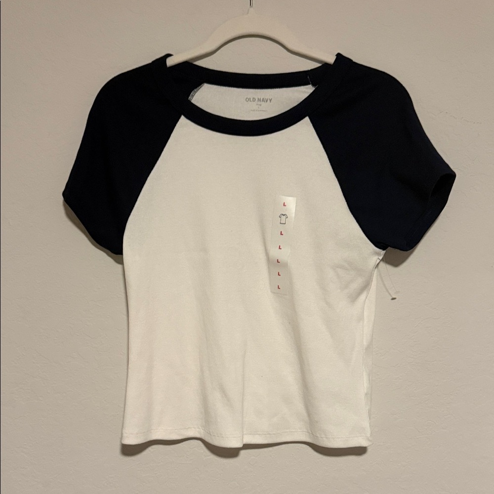 Old Navy Black and White Raglan Tee